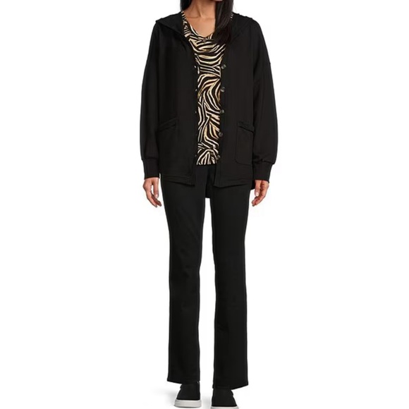 Westbound Knit V-Neck Button Front Hooded Cardigan size 1X black - Picture 4 of 9